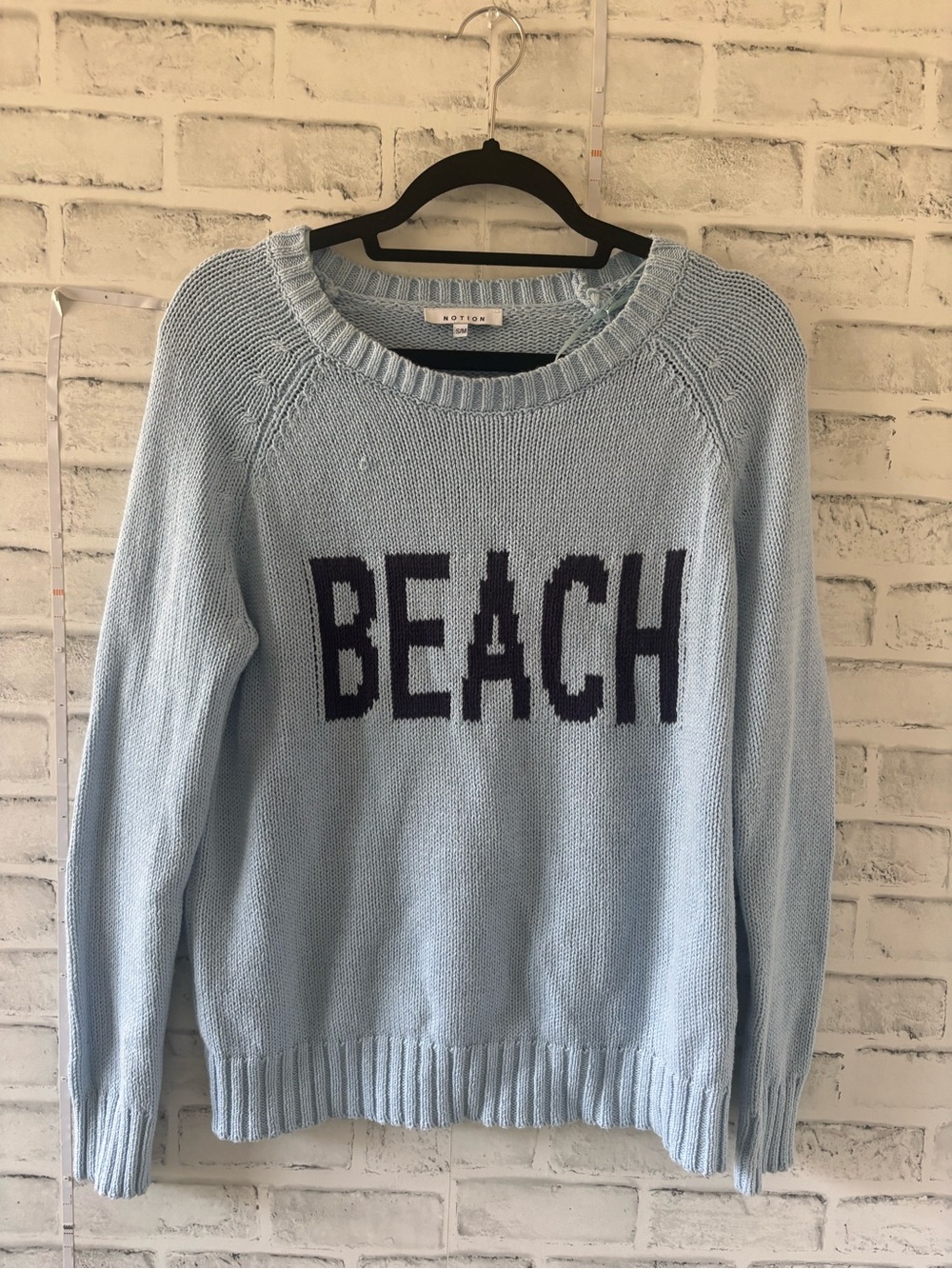 Light Blue 'BEACH' Knit Sweater -